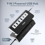 USB C Hub, INTPW 9-in-1 USB Multiport Adapter with 4K HDMI, PD 100W, USB-C and 2 USB A 3.0 5Gbps, 2 USB A 2.0, SD/TF Card Reader, Aluminum USB Hub for Laptop, iPhone 16/15 Series, MacBook, iPad