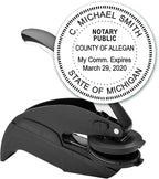 MaxMark Notary Seal Round Embosser for Michigan State - Includes Gold Burst Seal Labels (50 Count)