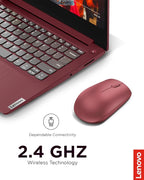 Lenovo 530 Full Size Wireless Computer Mouse for PC, Laptop, Computer with Windows - 2.4 GHz Nano USB Receiver - Ambidextrous Design - 12 Months Battery Life - Cherry Red
