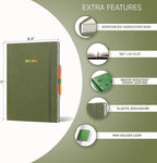 Ensight 2025-2026 HARDCOVER Leather Planner Weekly & Monthly - 8.5x11 Inches - Academic Planner Business Personal or Student - Pen Holder, Thick Paper, July 2025 - June 2026 (Olive Green)