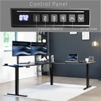 VIVO Electric Corner L-Shaped 84 x 63 in Standing Desk, Memory Height Adjustment, Black Top Black Frame, DESK-E3CTBB-84