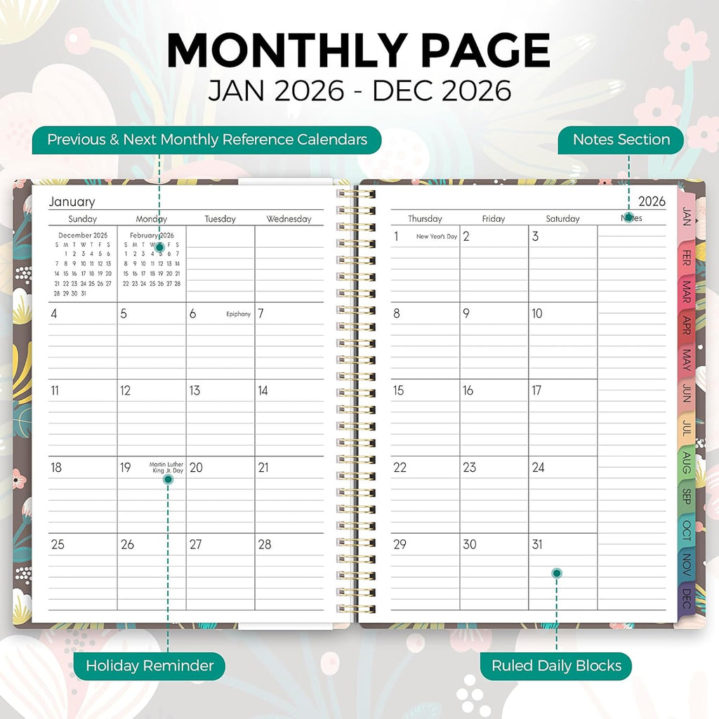 Planner 2026, 8.5" x 11" Monthly & Weekly Planner with Tabs, JAN - DEC 2026, Goal Setting & Time Management Organizer for Professionals & Students