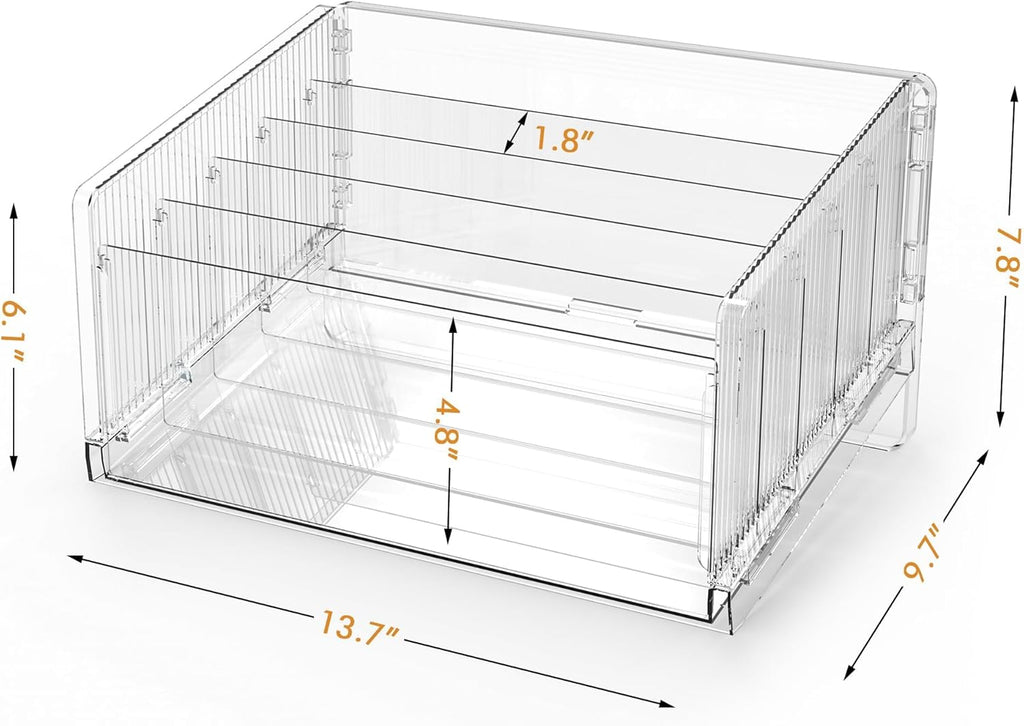 File Sorter Organizer, 5 Sections Acrylic Letter Tray for Desk, Mail Organizer Letter Holder for Envelopes, Mail, Electronics 2Pack 2PCS