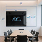 KIZZBY Magnetic Glass Dry Erase Board - Large Black Whiteboard for Wall 72"x48" Frameless Black Board for Office, Home & School