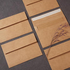 Wishop 50 Pack Self-Adhesive Envelopes with Fold Cards for Wedding Invitations, Greeting Cards, Baby Shower, Letter Mailing (Brown, 4x6)