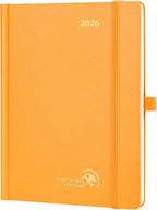 POPRUN 2026 Planner (Medium Size 8.5''x 6.5'' Hardcover) - Daily Weekly and Monthly Calendar Agenda 2026 Appointment Book with Hourly Time Slots, Monthly Tabs, 100 GSM - Orange