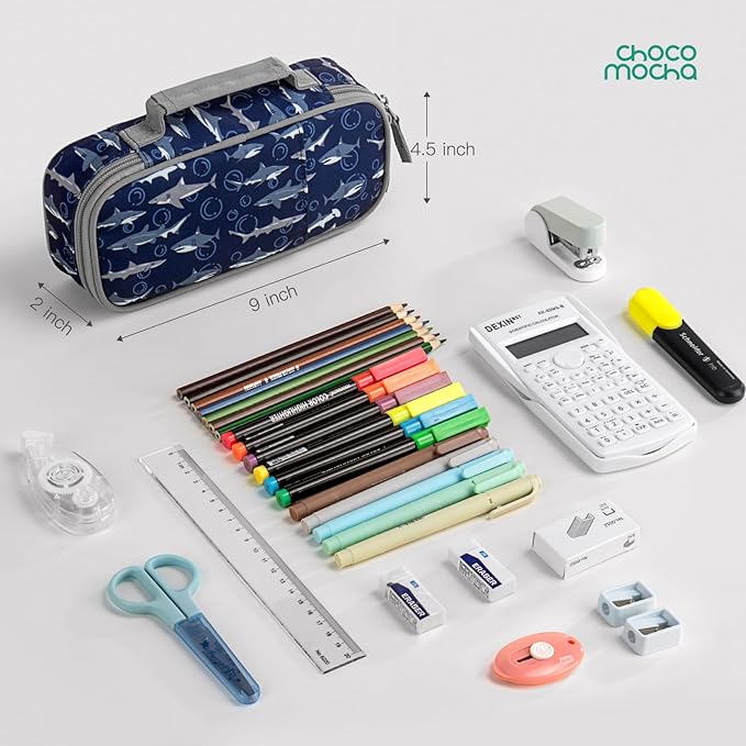 Choco Mocha Balls Pencil Case for Boys, Soft Pencil Case Kids Pencils Pouch for Kindergarten Boys, Blue