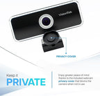 VisionTek VTWC20 Full HD (1080P 30FPS) Webcam, for Windows, Mac, Linux, & Chromebook w/Digital Microphone, Auto Focus, Privacy Cover, & Wide Viewing Angle