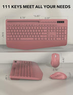 Wireless Keyboard and Mouse Combo - Full-Sized Ergonomic Keyboard with Wrist Rest, Phone Holder, Sleep Mode, Silent 2.4GHz Cordless Keyboard Mouse Combo for Computer, Laptop, PC, Mac, Windows