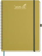 BEZEND Weekly Planner 2025-2026 with 2 Columns, 8.5" x 11" Academic Calendar 18 Months (Jul 25-Dec 26) Life Work Appointment Book with Monthly Tab, PU Leather Softcover Spiral - Mustard