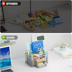 Marbrasse Mesh Desk Organizer, Pen Organizer with 2 Drawer, Multi-Functional Pencil Holder, Desk Organizers and Accessories with 5 Compartments + Drawer for Office Art Supplies (Silver)