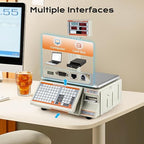 Bonvoisin Label Printing Scale 66lbs Capacity Price Computing Scale Pole Display with Label and Receipt Printer Commercial Barcode Scale for Retail Store, Supermarket and Farm