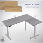 VIVO Electric Corner L-Shaped 63 x 55 in Standing Desk, Memory Height Adjustment, Dark Gray Top Gray Frame, DESK-E3CTGG