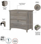 Bush Furniture Salinas 2 Drawer Lateral File Cabinet in Driftwood Gray