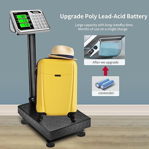 Digital Industrial Platform Scale for Packages, 661lb Weight Shipping Scale, 0.1LB Super Accuracy Commercial Scale for Luggage, Shipping, A6-300 Postal Scale with Price Computing, Kg/LB, LCD, Adapter
