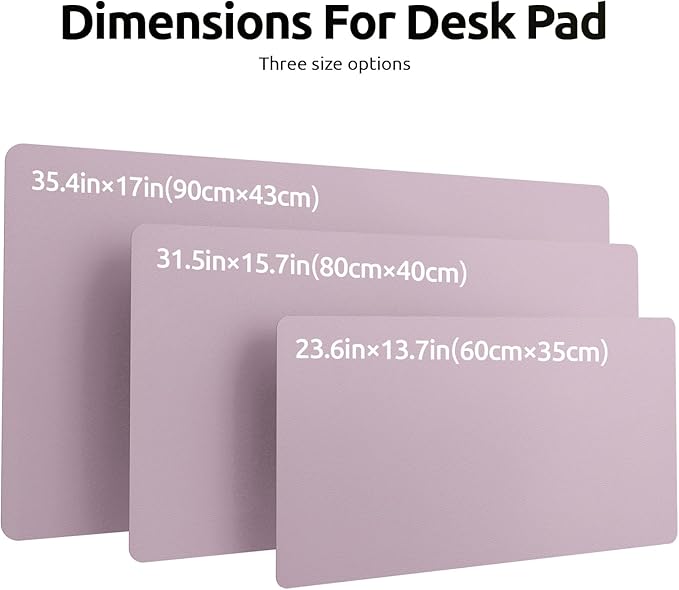 YSAGi Leather Desk Protector, Office Mat, Large Mouse Mat, Non-Slip PU Leather Blotter, Laptop Pad, Waterproof Writing Pad for Office and Home (Grayish Lavender, 35.4" x 17")