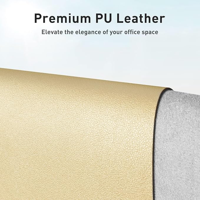 Aothia Leather Desk Pad Protector, Mouse Pad, Office Desk Mat, Non-Slip PU Leather Desk Blotter, Laptop Desk Pad, Waterproof Desk Writing Pad for Office and Home (36" x 17", Soft Yellow)