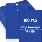 Geyee 100 Pcs Clasp Manilla Envelopes 10 x 13 Inch Gummed Colored Envelopes for Storing or Mailing for Home Office Business Supplies(Navy Blue)