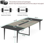 Tribesigns 8FT Conference Table, 94.48L x 47.21W x 29.52H Inches Boat Shaped Meeting Table with Rectangle Grommet, Modern Seminar Boardroom Table for Office Conference Room (Grey & Black, 8ft)