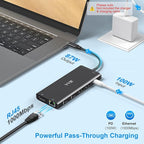 Docking Station Dual Monitor HDMI for Dell/Lenovo/HP Laptop Docking Station USB C Hub Multiport Adapter Dongle Dock USB C to 2 HDMI 4K+DisplayPort+Ethernet+4USB+2USB C+100W PD Charger+SD/TF+Audio