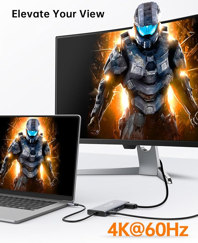 NOVOO USB C Docking Station, 12 in 1 Docking Station Dual Monitor with 2 HDMI, VGA, 5 USB Ports, 100W PD, USB-C Data, SD/TF Card Reader, Compatible with MacBook/Dell/HP/Surface