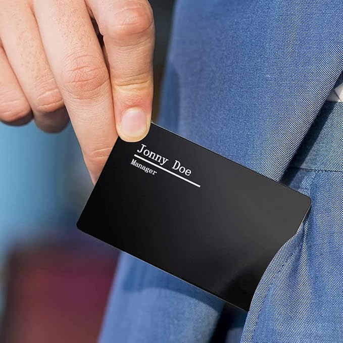 100PCS Metal Business Card 0.45mm Thickness Aluminum Cards Metal Engraving Blanks Cards Aluminum Laser Engraving Cards for Office Name Cards, DIY Gift Cards, VIP Cards 3.4 x 2.1 Inch, Black