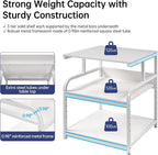 Printer Stand, 25.6" x 23.6" x 30.9" Extra Large Printer Table with Adjustable Storage Shelf, 3 Tier Rolling Printer Cart with Industrial Wheels for Home Office, White