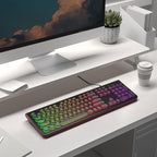USB Wired Keyboard with Backlit 7-Colors, Full Size Keyboard with Retro Keycaps, Numeric Keypad and Media Hotkey for Computer Desktop PC Laptop and Windows 7 8 10 11