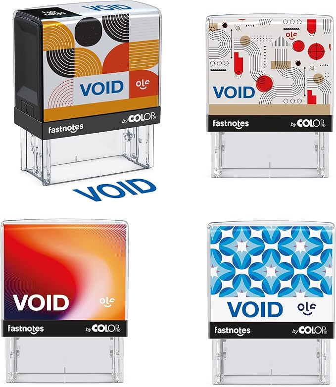Fastnotes Void Self-Inking Rubber Stamp by COLOP - Great for Office Documents, Notary, Warehouse, Accounting Paperwork, Business, and Legal Documentation - Blue Ink (Void- Blue)