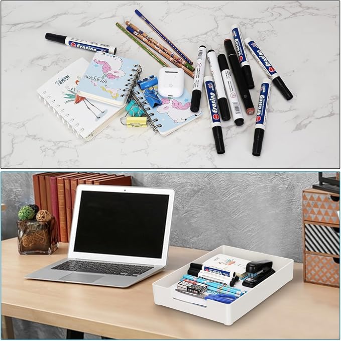 Letter Tray/Paper Tray Organizer for Desk/Stackable Letter Tray Paper Holder File Organizer for Office Supplies School Home Desk Accessories (White) 2Pcs