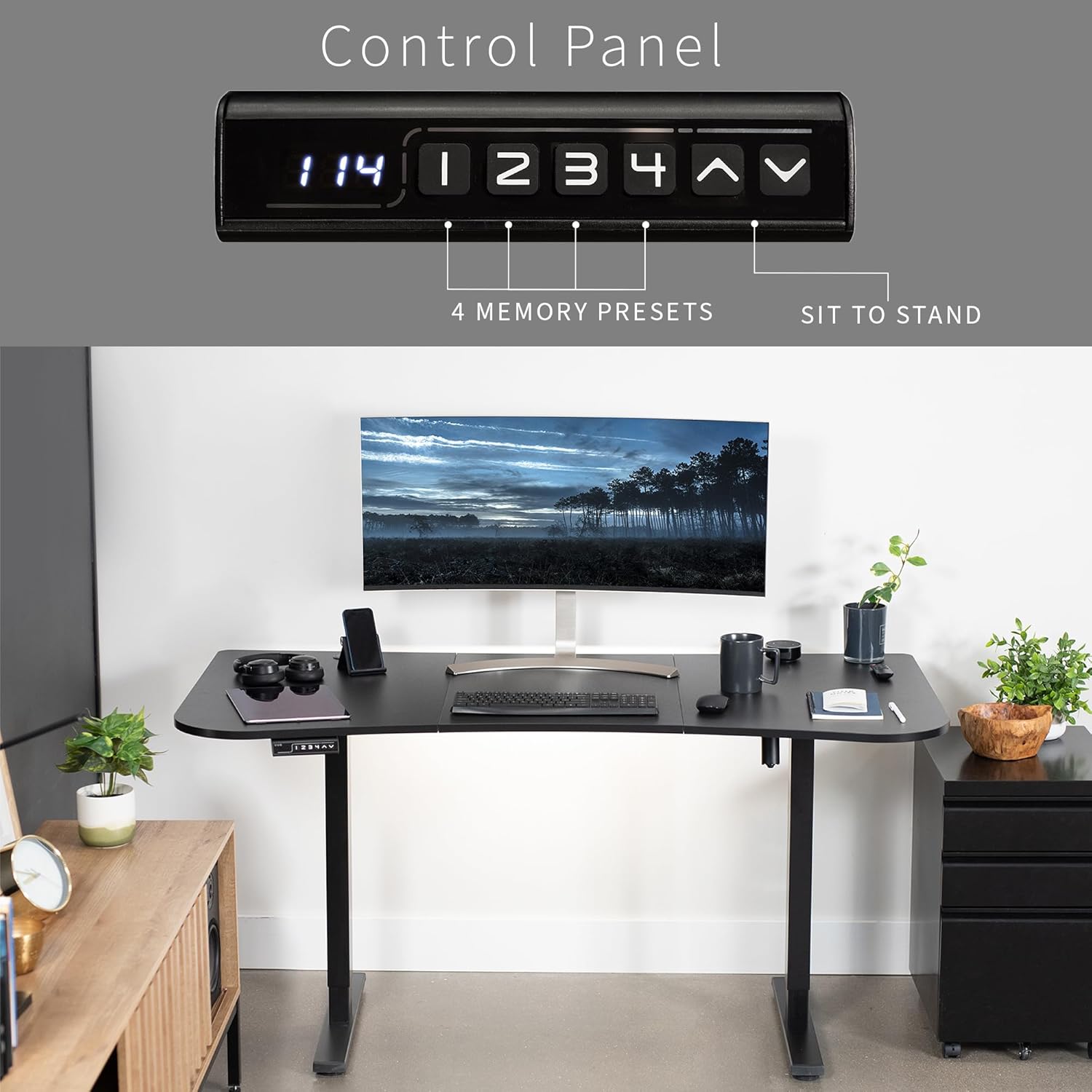 VIVO Electric 63 x 32 in Standing Desk, Memory Height Adjustment, 1B Series, Black Top Black Frame, DESK-KIT-1B1B