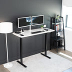 VIVO Electric 60 x 24 in Standing Desk, Memory Height Adjustment, 1B Series, One-Piece White Top, Black Frame, DESK-KIT-1B6W