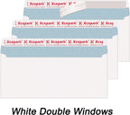 120 PCS #10 Double Window White Security Envelopes for QuickBooks Invoices, Most Statements And Documents Self Seal Kraft 4-1/8 x 9-1/2 inches Invisible Envelopes Super Strong Quick Seal
