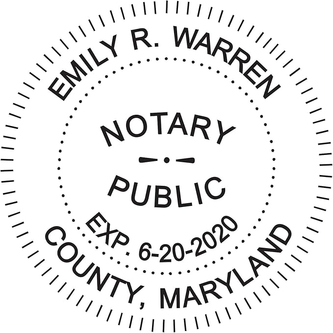 Round Notary Stamp for State of Maryland- Self Inking Stamp - Top Brand Unit with Bottom Locking Cover for Longer Lasting Stamp - 5 Year Warranty