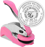 MaxMark Notary Seal Round Pink Embosser for Arizona State - Includes Gold Burst Seal Labels (50 Count)