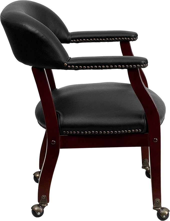 EMMA + OLIVER Black Vinyl Luxurious Conference Chair with Casters