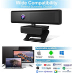 Full HD 1080P Computer Camera with 4 Built-in Omnidirectional Microphones and Speaker for Video Conference Streaming, USB External Webcam with Magnetic Privacy Cover for Desktop Monitor Laptop