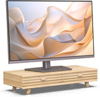 Bamboo Monitor Stand with Drawer - Desk Organizer with Cable Management & Storage, Ergonomic Laptop Riser for Home Office (220lbs Capacity, 24 inch ,Natural)