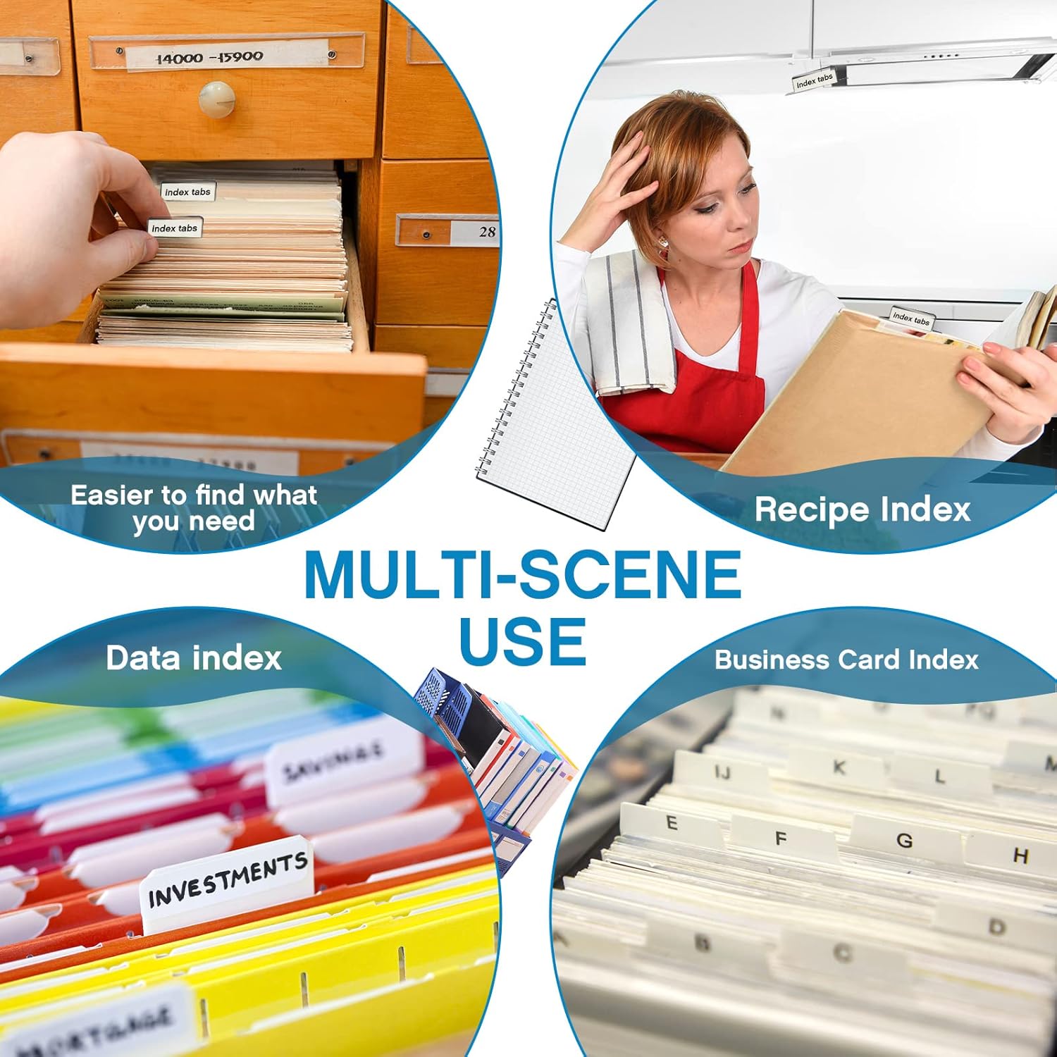 Gueevin Insertable Self Adhesive Tabs with Printable Inserts, 1 Inch Clear Index Tabs, 100 Pieces