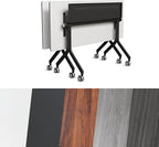 Conference Room Table, Folding Conference Tables,Thicken Grey Tabletop,Flip Top Wooden Seminar Meeting Room Table for Conference Room Offices (2, Black Drawer, 55.1”)