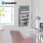 Clear Acrylic Single Pocket, Plastic Hanging Wall Mount File Holder for Office Home (Gray, pack3)