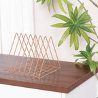 Urban Deco Triangle Desk Organizers Metal Wire Magazine Holder 7 Sections Decorative Vinyl Record Storage Office File Organizer For Desk - Rose Gold Magazine File Holder - 2 Pack