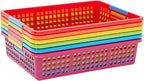 Bright Creations 6 Pack Plastic Turn In Paper Trays for Classroom, Colorful Storage Bin Basket Organizers for School Supplies, 6 Colors (10 x 13.5 In)