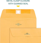 6x9 Clasp Envelopes – 100 Pack Brown Kraft Catalog Envelopes with Clasp Closure & Gummed Seal – 28lb Heavyweight Paper Mailing Manila Envelopes for Home, Office, Business, Legal or School