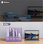 Marbrasse Desk File Organizer with 5 Vertical Compartments Mesh Magazine File Holder for Office, Home, School