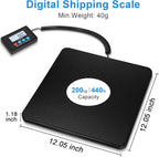 Fuzion Shipping Scale, 440LB x 10g High Accuracy Postal Scale, Hold/Tare Function, Digital Shipping Postal Scale for Packages, Postage, Luggage, Mailing, Battery & AC Adapter Included