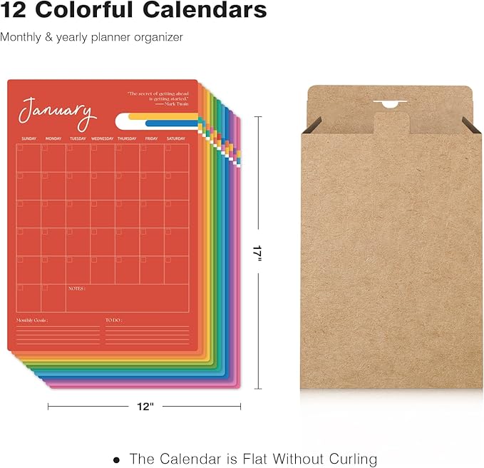 Ospelelf Undated Wall Calendar Dry Erase 12 Month, 12" x 17" Laminated Calendar Monthly Office Calendar 2025, 12 Sheets