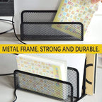 wishacc Folder Holder Desk, 2 Pack Mail Organizer Letter Holder for Desk Metal Mesh with 3 Vertical Upright Compartments