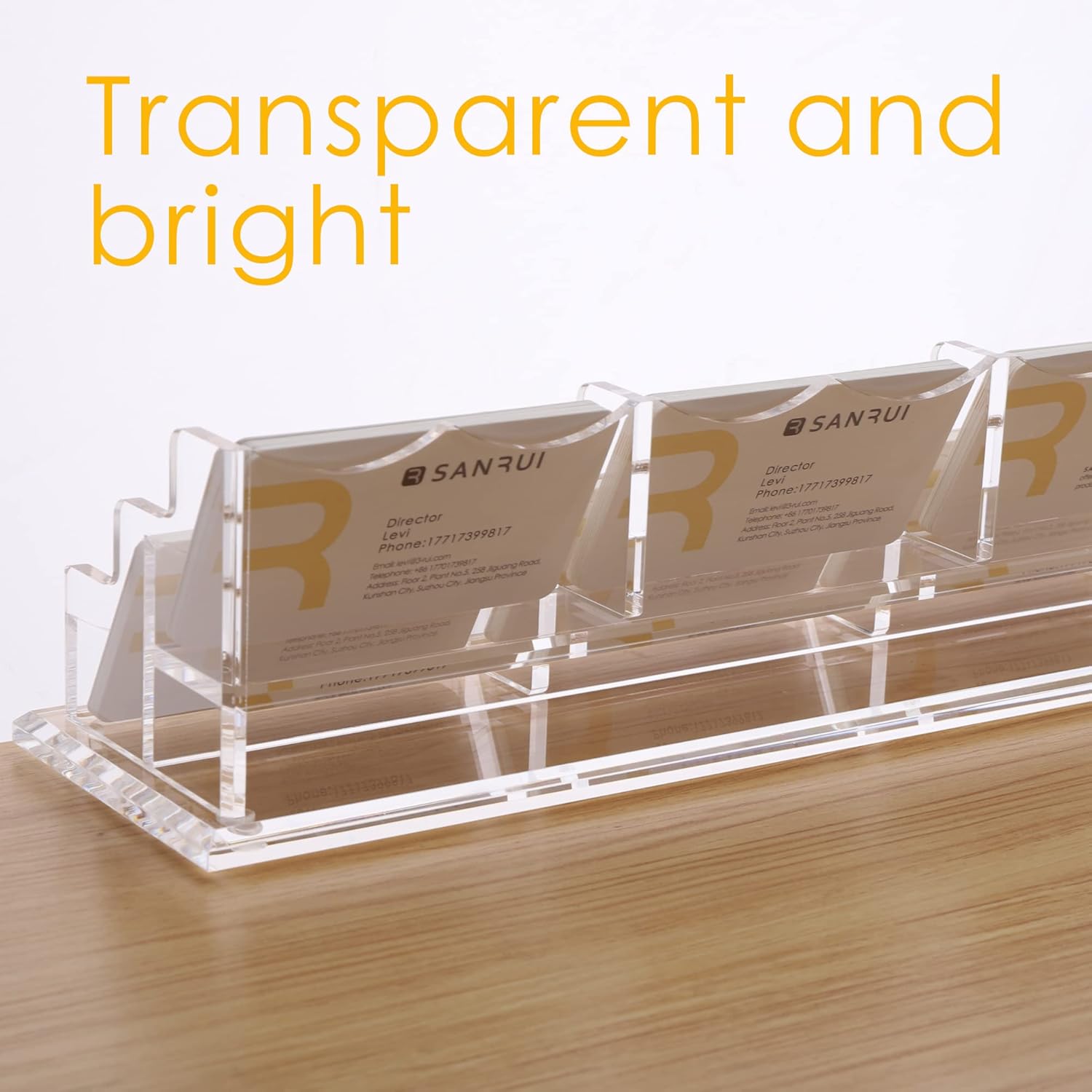 SANRUI Acrylic Business Card Display Holder for Desk, Clear Multiple Desktop Business Card Stand Organizer Storage, for Exhibition, Home , Office ,2 Tier 6 Pocket , 360 Card Capacity