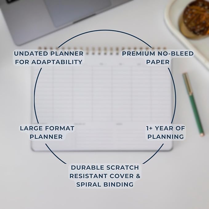 | Durable & Sleek | Undated Daily and Weekly Planner | 8.25" x 11.75" | To Do List Notebook for Work | Simple Design | Multiple Layouts | Planner and Notebook in One (Rust, Weekly Planner - Landscape)